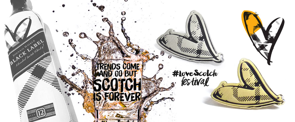 Premium enamel badges made with the love scotch branding.