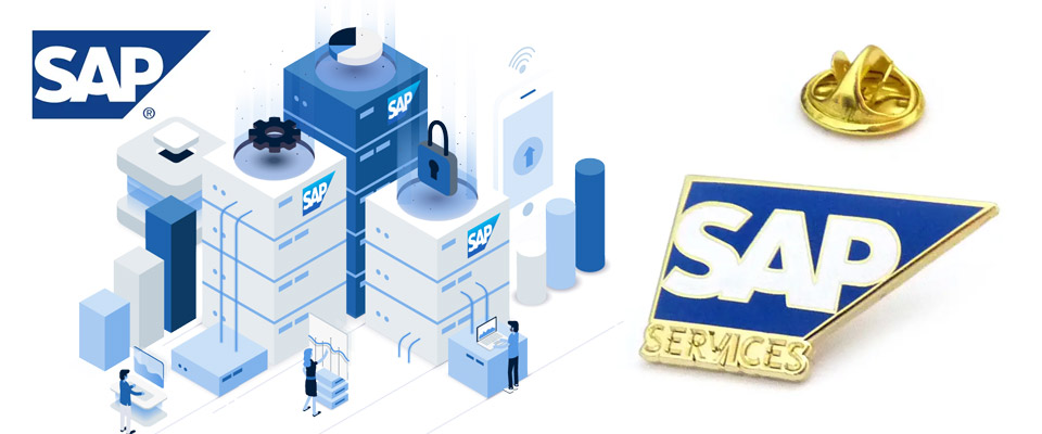 Customised Enamel badges made with Sap branding