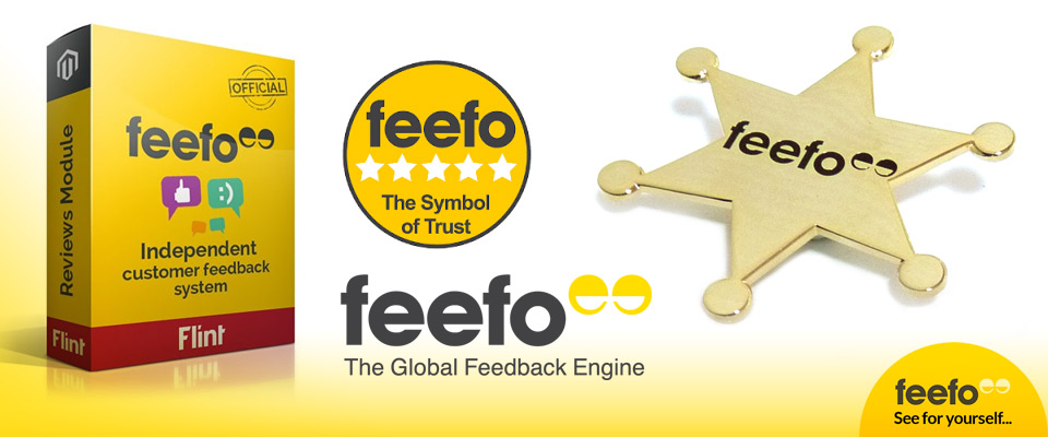 Custom promo metal badges made for Feefo